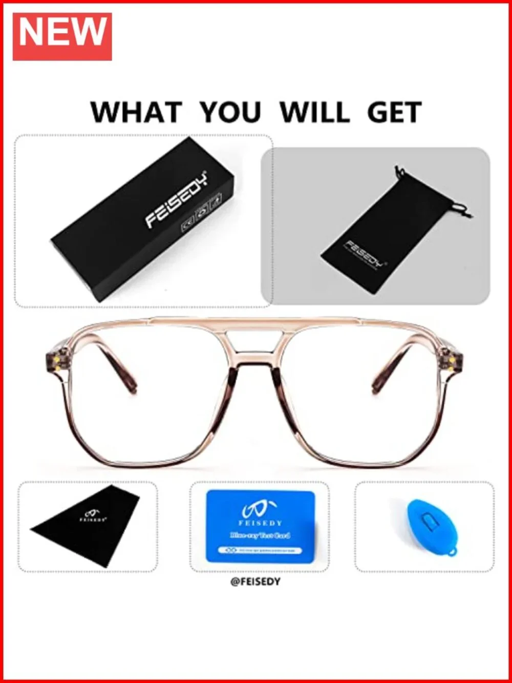 Blue Light Blocking Square Pilot Reading Glasses for Women Men, Anti Eyestrain